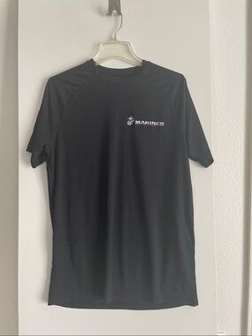 MARINES Short Sleeve Sport Graphic T Shirt Top Black